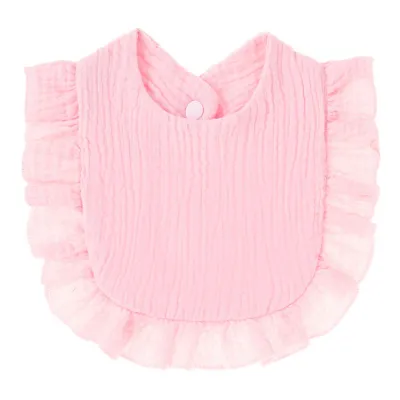Baby Simple Solid Color Ruffle Cotton Bib for Unisex Kids Accessories Pure Cotton Drool Bib