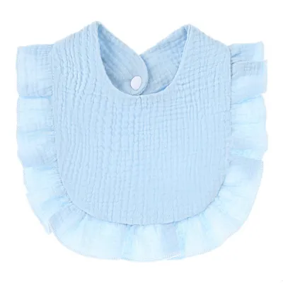 Baby Simple Solid Color Ruffle Cotton Bib for Unisex Kids Accessories Pure Cotton Drool Bib