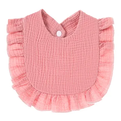Baby Simple Solid Color Ruffle Cotton Bib for Unisex Kids Accessories Pure Cotton Drool Bib