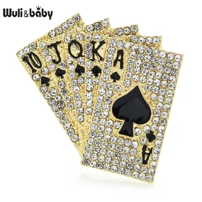 Unisex Classic Poker Shaped Zinc Alloy Rhinestone Brooch Geometric Trendy