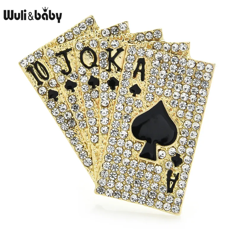 Unisex Classic Poker Shaped Zinc Alloy Rhinestone Brooch Geometric Trendy