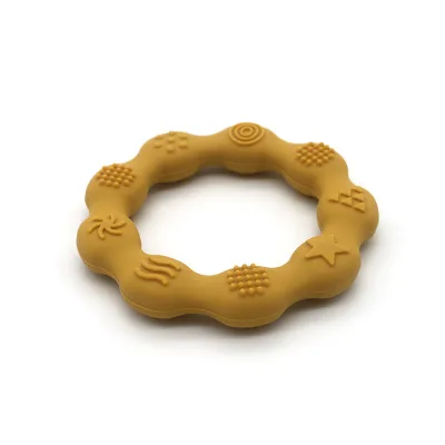 Baby Simple Solid Color Ring Silica Gel Teether Soothing Gum Molar Stick