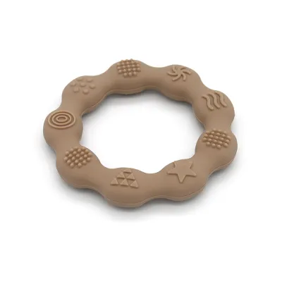 Baby Simple Solid Color Ring Silica Gel Teether Soothing Gum Molar Stick