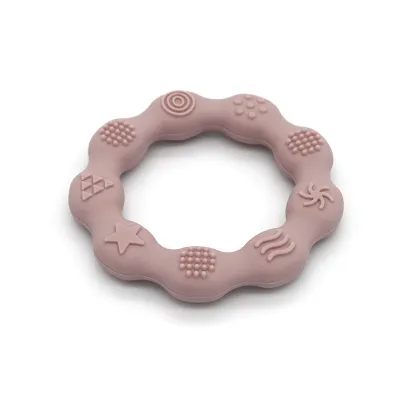 Baby Simple Solid Color Ring Silica Gel Teether Soothing Gum Molar Stick