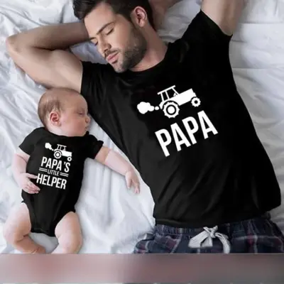 Parent-child Casual Round Neck Short Sleeve Letter Pattern Cotton Loose T-shirt for Kids Family Matching Outfits