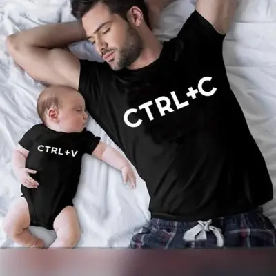 Parent-child Casual Round Neck Short Sleeve Letter Pattern Cotton Loose T-shirt for Kids Family Matching Outfits