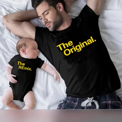 Parent-child Casual Round Neck Short Sleeve Letter Pattern Cotton Loose T-shirt for Kids Family Matching Outfits
