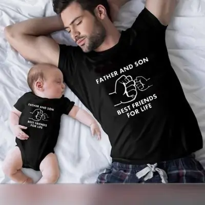 Parent-child Casual Round Neck Short Sleeve Letter Pattern Cotton Loose T-shirt for Kids Family Matching Outfits