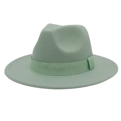 Unisex Vintage Cashmere Fedora Jazz Hat with Ribbon Decoration