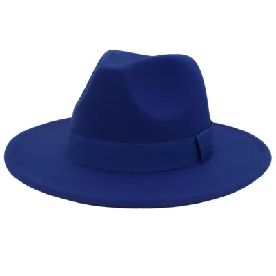 Unisex Vintage Cashmere Fedora Jazz Hat with Ribbon Decoration