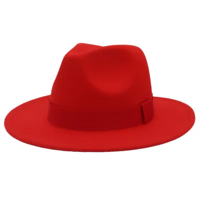 Unisex Vintage Cashmere Fedora Jazz Hat with Ribbon Decoration