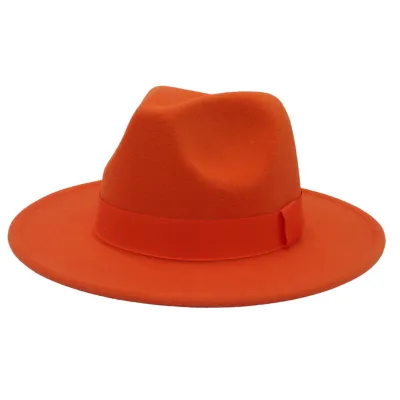 Unisex Vintage Cashmere Fedora Jazz Hat with Ribbon Decoration
