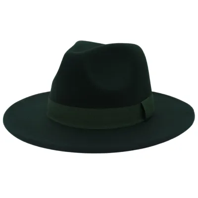 Unisex Vintage Cashmere Fedora Jazz Hat with Ribbon Decoration