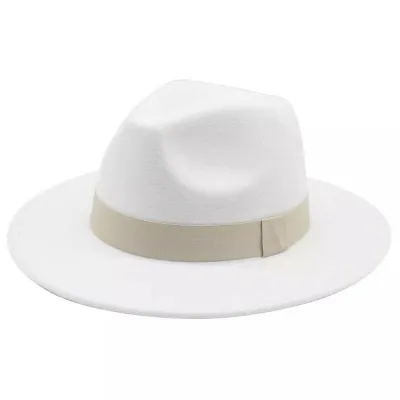 Unisex Vintage Cashmere Fedora Jazz Hat with Ribbon Decoration