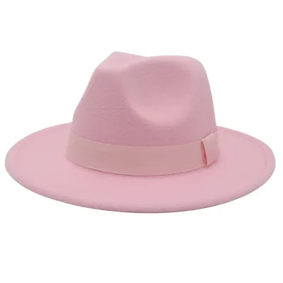 Unisex Vintage Cashmere Fedora Jazz Hat with Ribbon Decoration