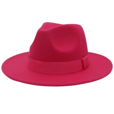 Unisex Vintage Cashmere Fedora Jazz Hat with Ribbon Decoration