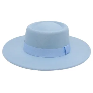 Unisex Classic Dome Cashmere Fedora Jazz Hat With Ribbon Trim Solid Color