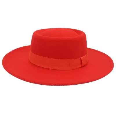 Unisex Classic Dome Cashmere Fedora Jazz Hat With Ribbon Trim Solid Color