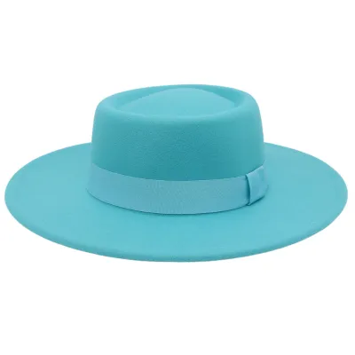 Unisex Classic Dome Cashmere Fedora Jazz Hat With Ribbon Trim Solid Color