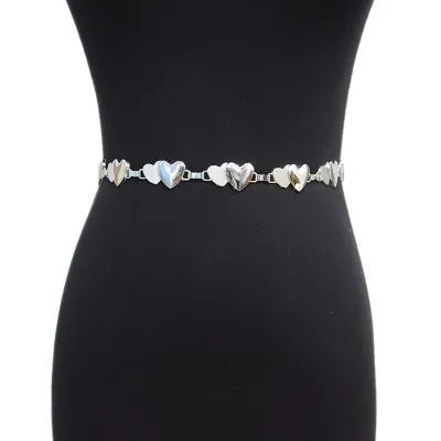 Women Chic Heart Shaped Skirt Metal Thin Chain Belt Casual