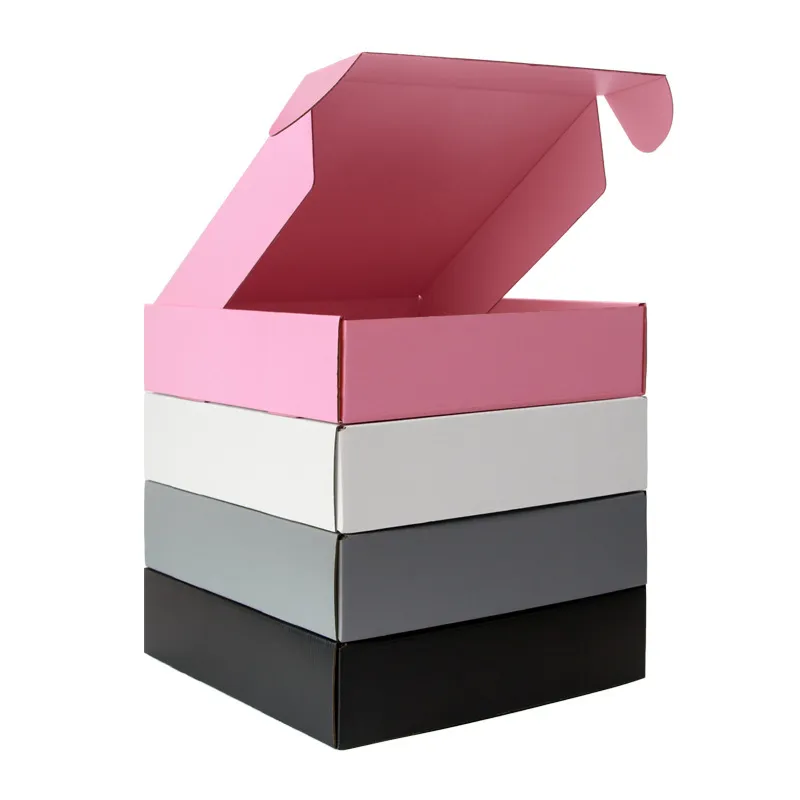 Simple Rectangle Shaped Solid Color Universal Packaging Aircraft Box - Corrugated Cardboard Kraft Paper Folding Carton Customizable