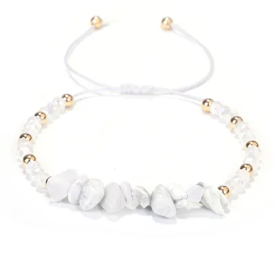 Unisex Plain Irregular Geometric Crushed Stone Strand Bracelet
