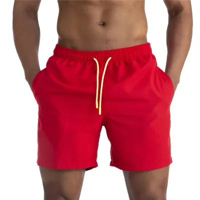 Men Plus Size Double Layer Swim Trunks Beach Casual Shorts Solid Color Large Size Sports Shorts