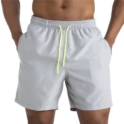 Men Plus Size Double Layer Swim Trunks Beach Casual Shorts Solid Color Large Size Sports Shorts