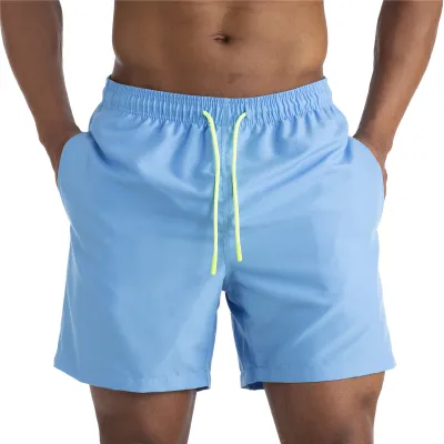 Men Plus Size Double Layer Swim Trunks Beach Casual Shorts Solid Color Large Size Sports Shorts