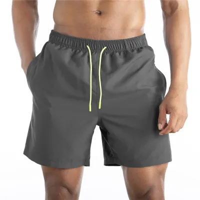Men Plus Size Double Layer Swim Trunks Beach Casual Shorts Solid Color Large Size Sports Shorts