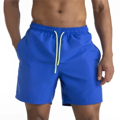 Men Plus Size Double Layer Swim Trunks Beach Casual Shorts Solid Color Large Size Sports Shorts
