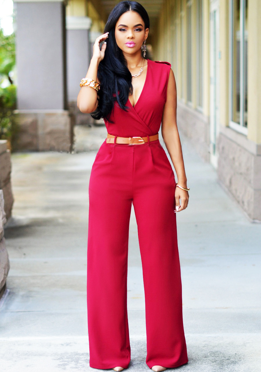 Red jumpsuit pants on sale