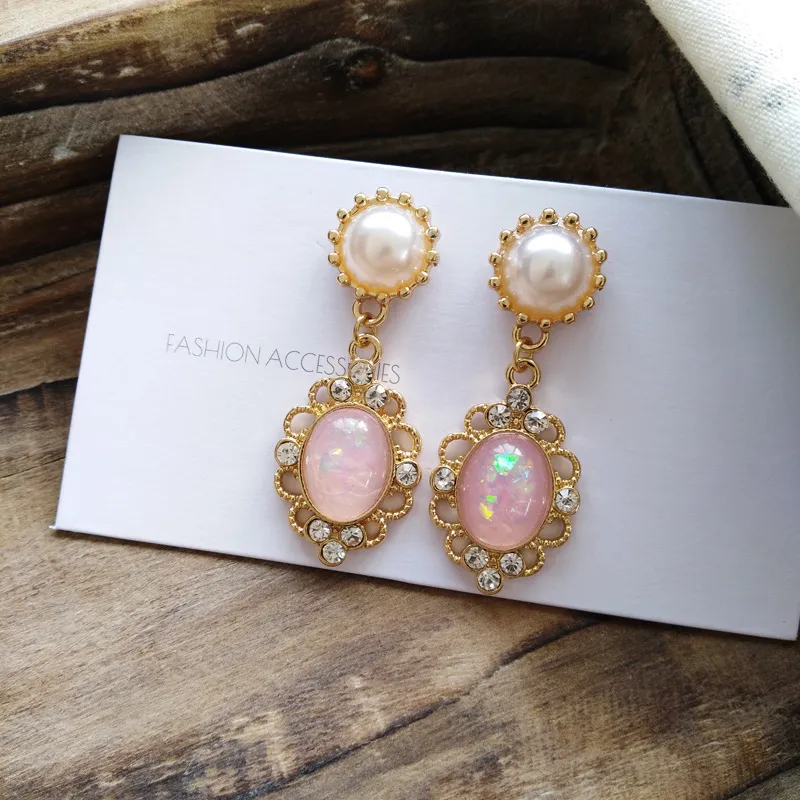 Women's Elegant Rhinestone & Imitation Pearl 925 Silver Needle Drop Earrings Geometric Trendy Fashion