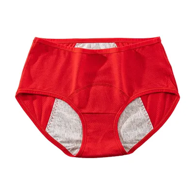 Women Basic Breathable Soft Mid Waist Period Panty Cotton