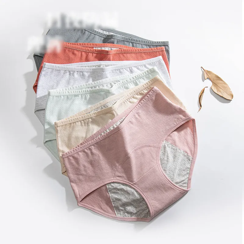 Women Basic Breathable Soft Mid Waist Period Panty Cotton
