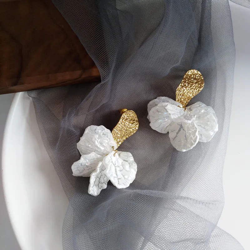 Women Elegant Flower Shaped 925 Silver Drop Earrings