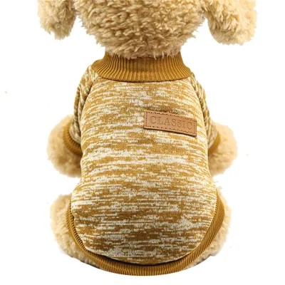 Small Pet Clothes Dogs Cat Cartoon Pattern Soft Knitted Outfit All Seasons