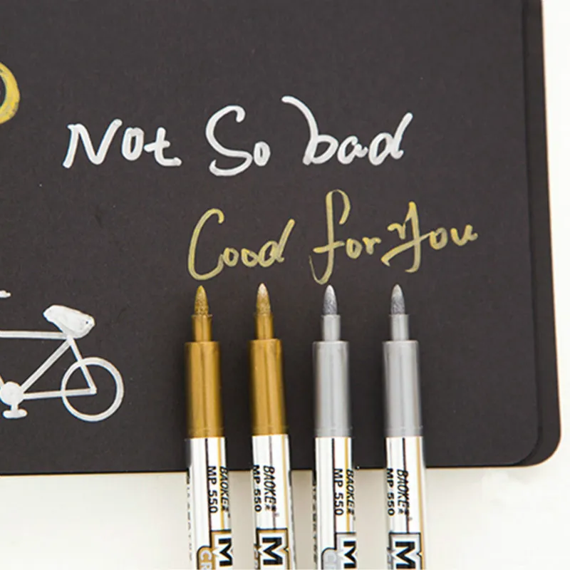 Gold Silver Art Metallic Color DIY Album Scrapbooking Marker Pen Stationery Supplies
