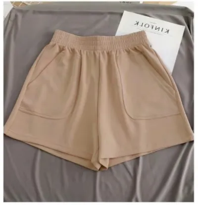 Women High Waist Loose Casual Cotton Shorts with Pockets