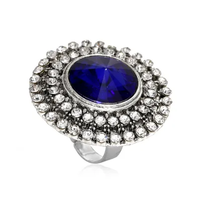 Women Bohemian Rhinestone Crystal Geomantic Flower Midi Ring Wedding Band