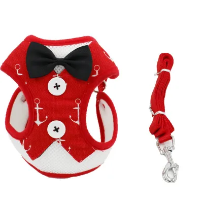 Chic Bow Dog Collars Necktie Traction Rope Adjustable Pet Harness For Small Medium Dogs Cat Chest Strap Dog Accessories