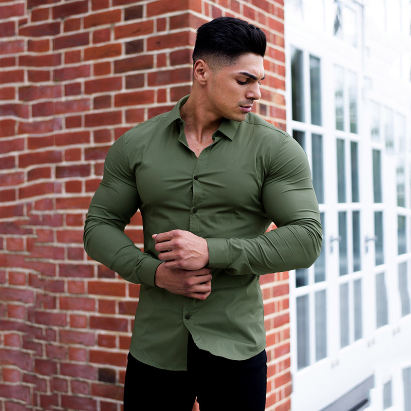 Wholesale Men Fashion Casual Long Sleeve Solid Color Slim