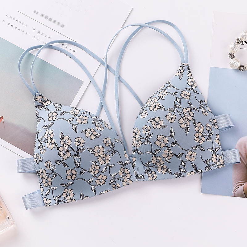 Floral Push Up Seamless Bra Sexy Lingerie Flower Print