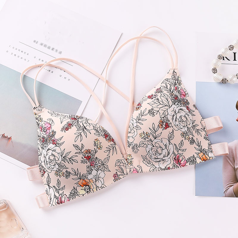 Floral Push Up Seamless Bra Sexy Lingerie Flower Print