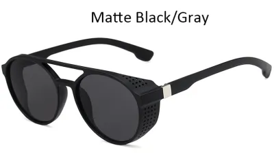 Men Punk Solid Color Round All-match Sunglasses