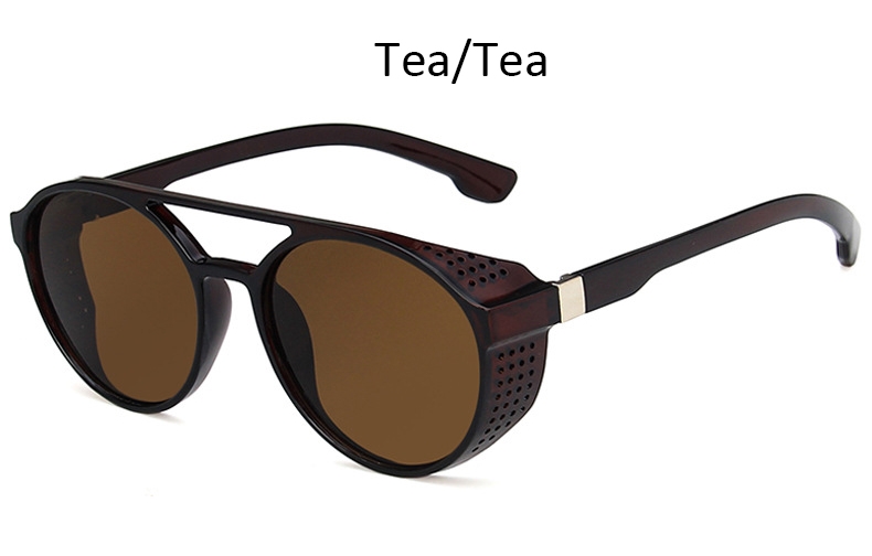 Wholesale Men Punk Solid Color Round Shaped All-match Sunglasses
