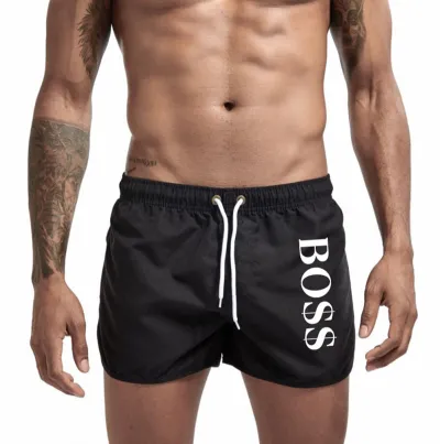 Men Summer Letter Print Colorful Swim Trunks Beach Shorts