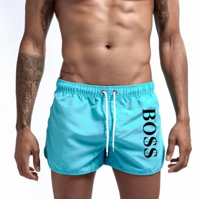 Men Summer Letter Print Colorful Swim Trunks Beach Shorts