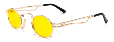 Unisex Vintage Small Oval Metal Frame Sunglasses with UV400 Protection