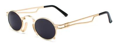 Unisex Vintage Small Oval Metal Frame Sunglasses with UV400 Protection